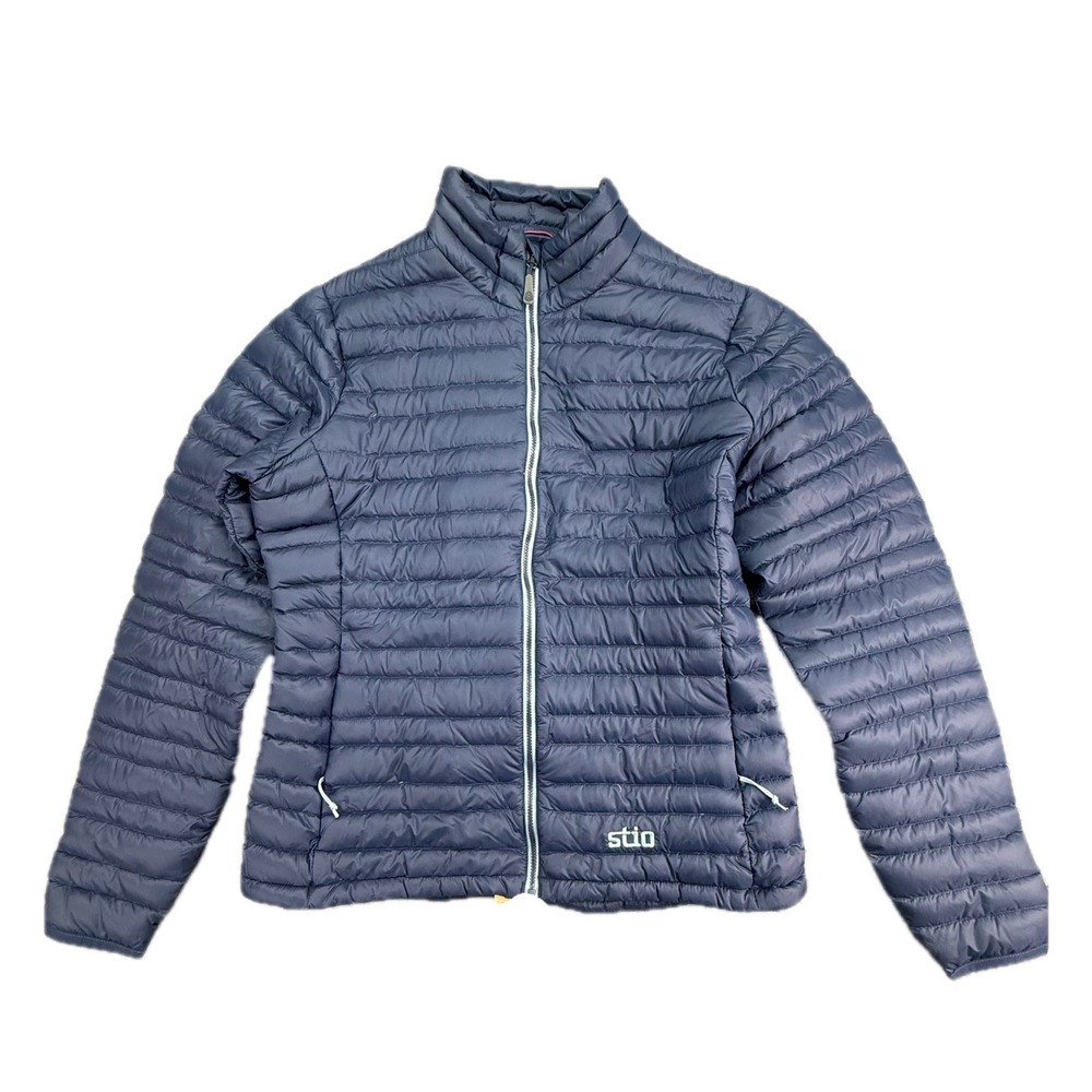 Stio Pinion Down Sweater Jacket Womens M Blue Puffer Pertex Quantum Insulated